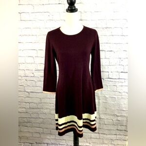 Jessica Howard Women's Long Sleeve Sweater Knit Dress in Color Wine Size‎ Medium